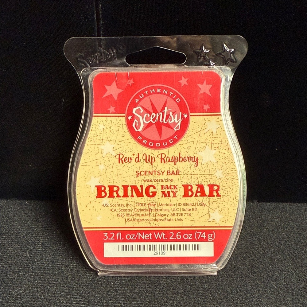 Scentsy Bar Rev'd Up Raspberry Wax‎ Melt Bring Back My Bar 2.6 oz 74g Red